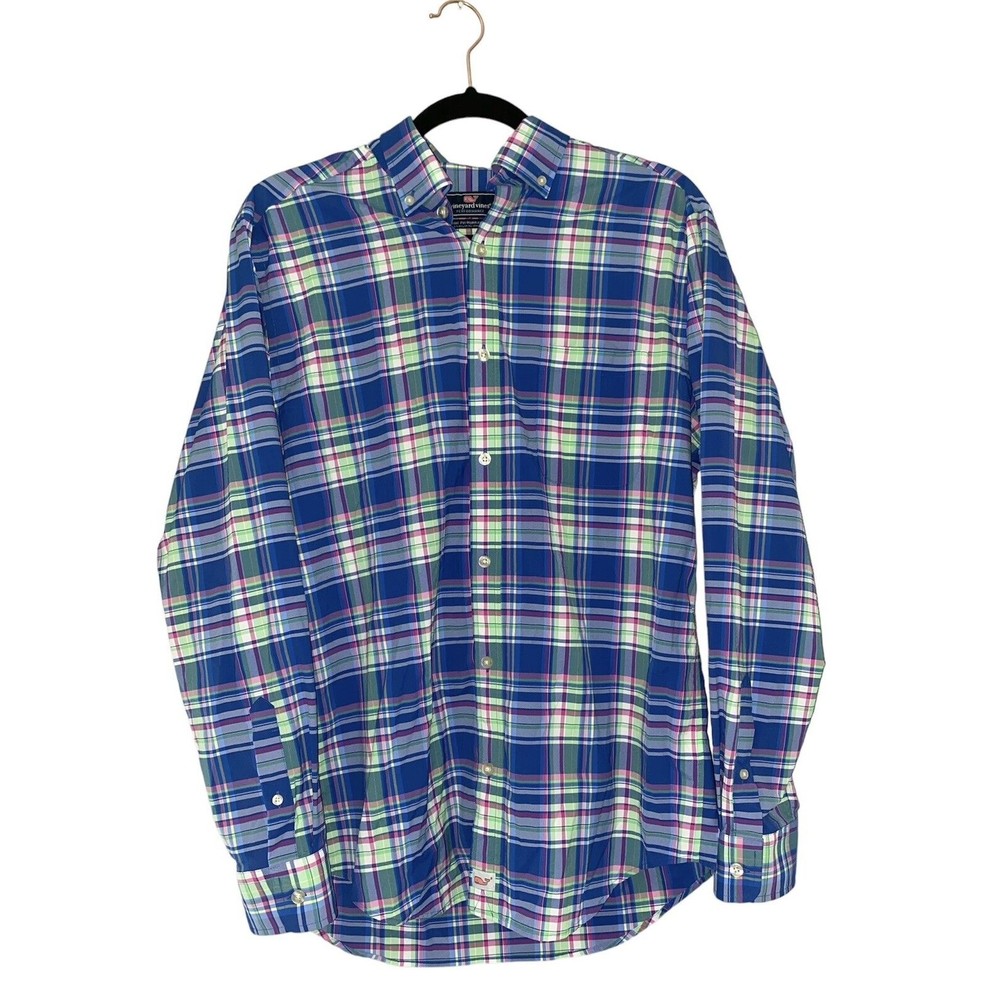 Vineyard Vines Murray Classic Fit Gingham Button Up MEDIUM Stretch Plaid